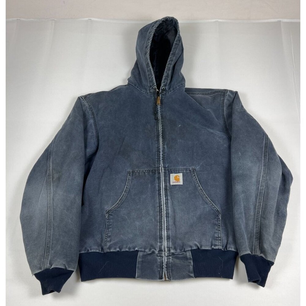 VTG Carhartt Men's Large JQ283 Navy Blue Quilted Lined Active Jacket Made in USA